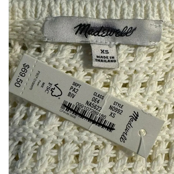 NEW Madewell Women’s XS Crochet-Knit Crewneck Sweater Tank Bright Ivory NWT - Picture 5 of 8